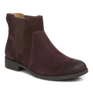 Vionic Alana Comfort Chelsea Ankle Boots Chocolate Purple Suede Women’s Size 8.5